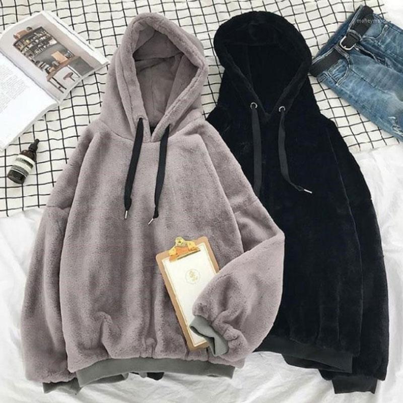 

Autumn Winter Fleece Coats Sweet Hooded Women Harajuku Thicken Warm Hoodies Ladies Pullover Flannel Pullover Female Sweatshirt1, Black