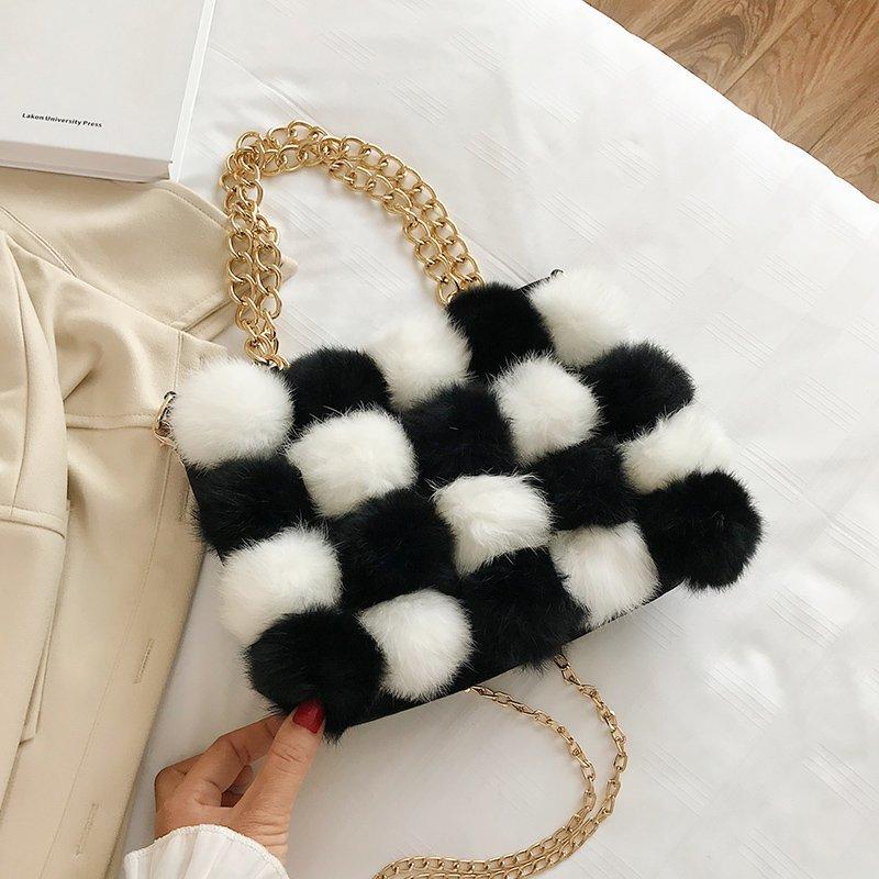 

Designer Winter Women Plush Faux Fur Handbag And Purse High Quality Shoulder Bags Chain Crossbody Bag for Women 2021, White shoulder bag