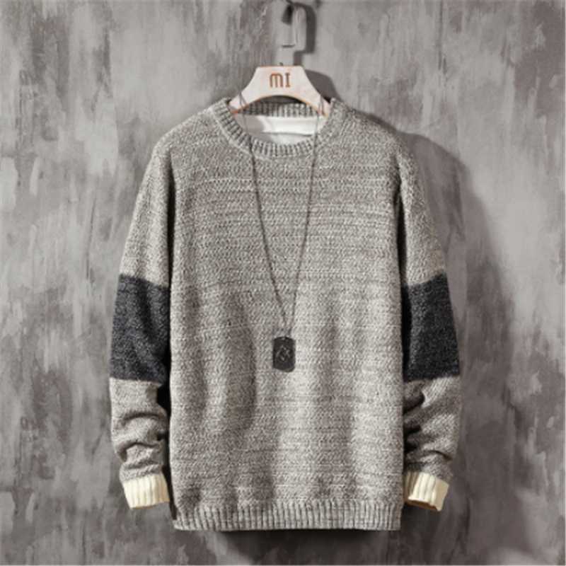 

Hot Sale 2020 New Sweater Men Long Sleeves Autumn Winter Pullover Knitted O-Neck Plus Asian Size Tops, Black