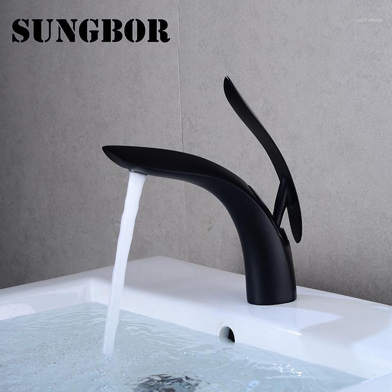 

Black curved copper material elegant basin faucet soft water energy saving and white gold chrome plating1