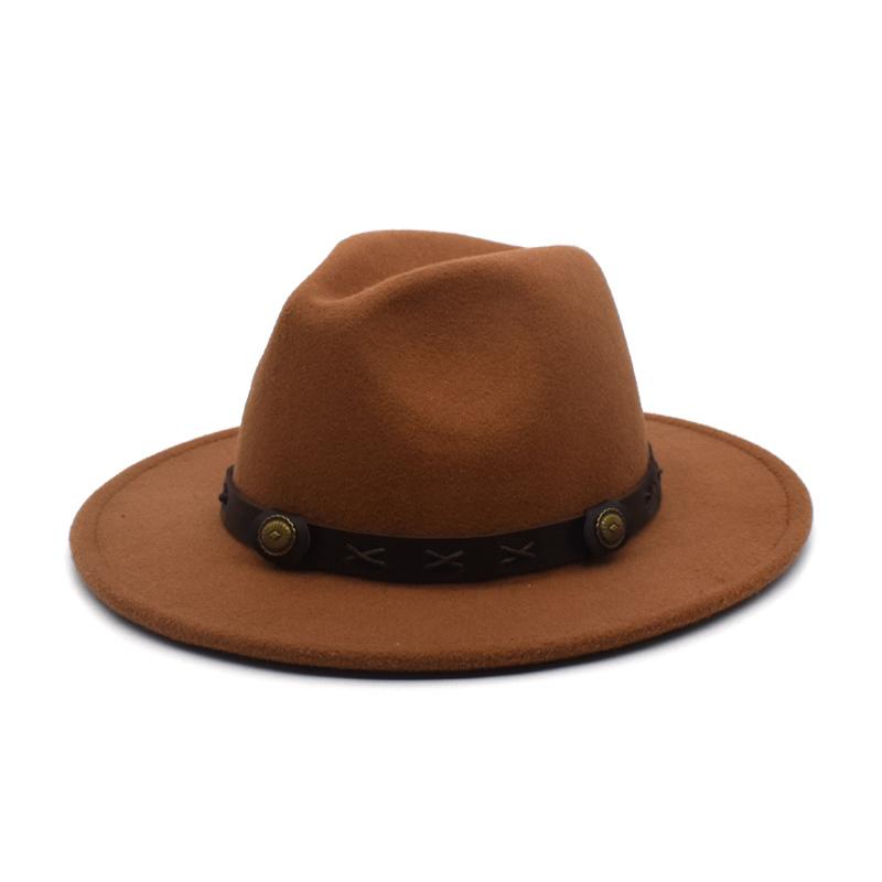 

Wide Brim Hats 2021 Fashion Men Fedoras Women's Jazz Hat Summer Spring Black Woolen Blend Cap Outdoor Casual F91