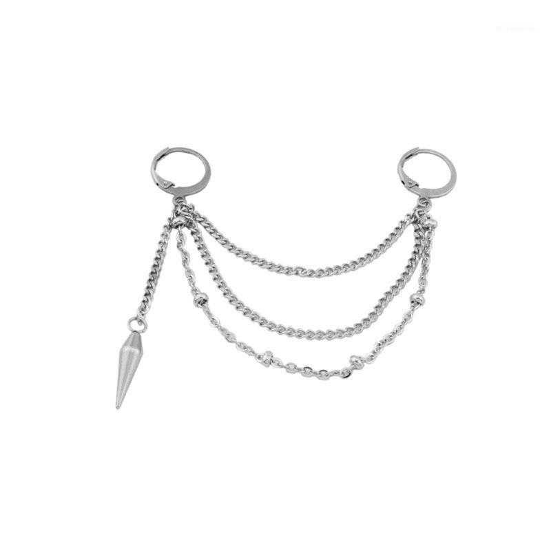

Punk Spike Stainless Steel Multiple Chain Dangle Earring Korean Fashion Jewelry1