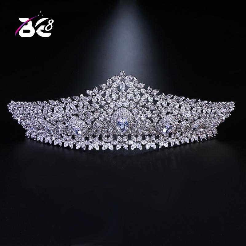 

Hair Clips & Barrettes Be 8 Luxury Large Cubic Zircon Wedding Pageant Headband Tiaras And Crown Women Accessories For Bridal Gifts H050