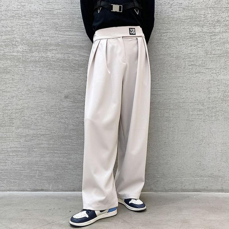 

New Male Korea Japan Streetwear Harem Trousers Men Vintage Casual Wide Leg Straight Suit Pant1, 7730 apricot