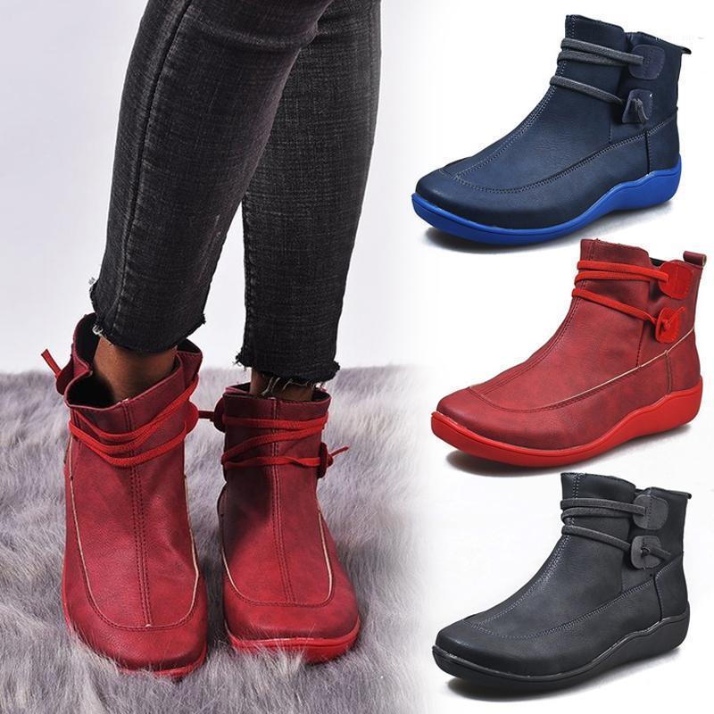 

Ankle Boots Suede Leather Women Flat Platform Short Boots Ladies Shoes Fashion Autumn Winter TC211, Blue
