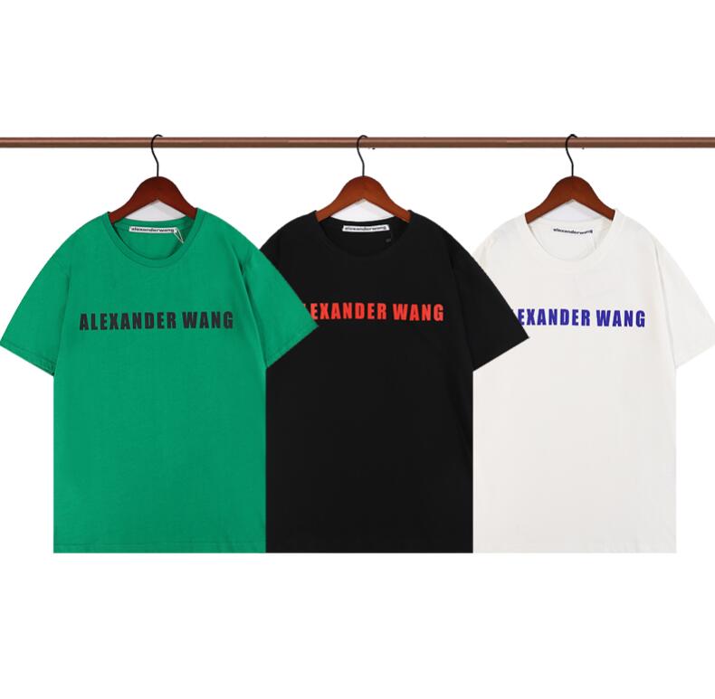 

2022 spring new pattern Men's T-Shirts women's Short Sleeves casual fashion Brand Designers High Quality pure cotton classic WANG lovers T-shirt, White