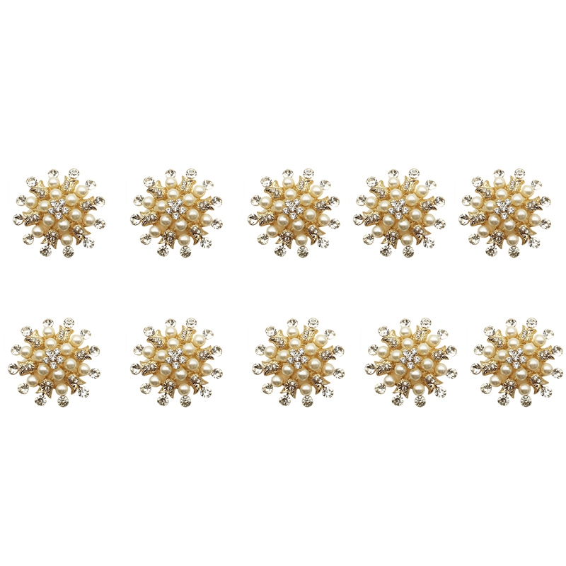 

10Pcs Hotel Napkin Ring Napkin Holder Round Flower Pearl Buckle Christmas Wedding Party Gold Circle Dinner Table D