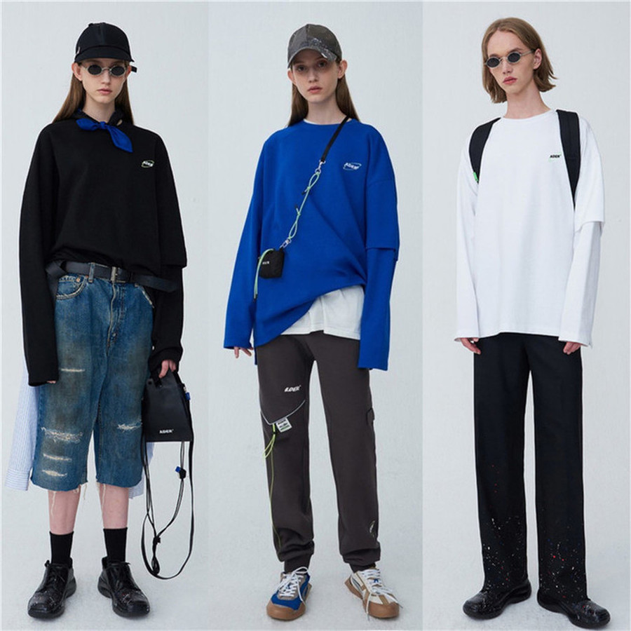 

2021 New Men Women Oversize Double Sleeves Adererror Sweatshirts Back Z-stitch Ader Error Pullover Blue Black Hoodies Al4l, White