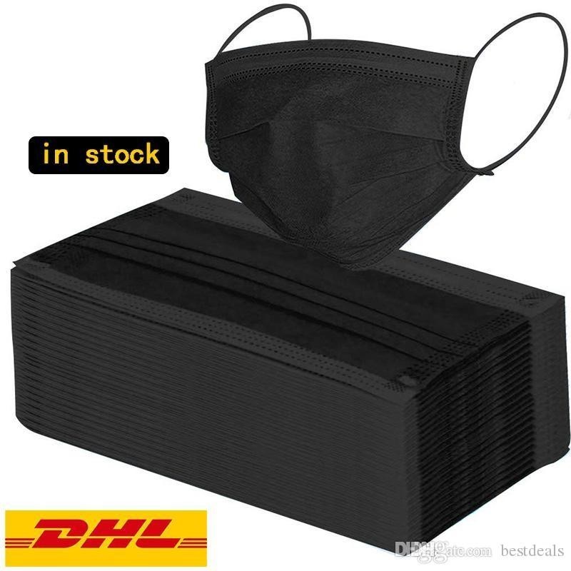 

Shipping Free Black Disposable Face Masks 3-Layer Protection Mask with Earloop Mouth Face Sanitary Outdoor Masks Wholesale