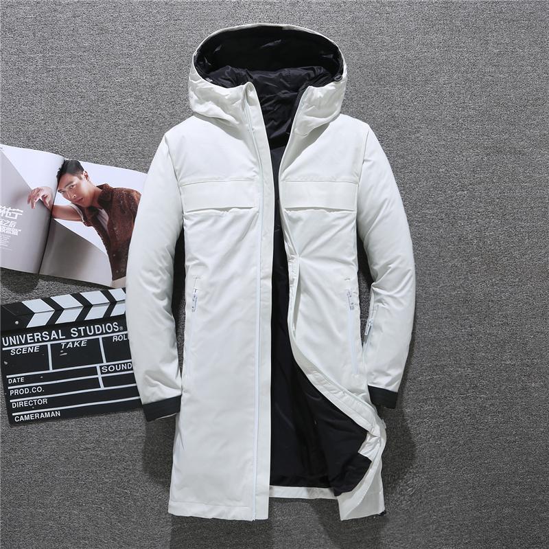 

Winter Down Coat Male Fashion Casual Removable Liner Two-piece Suit Thick Warm Long Duck Down Jacket Men New Hooded Jacket, Black