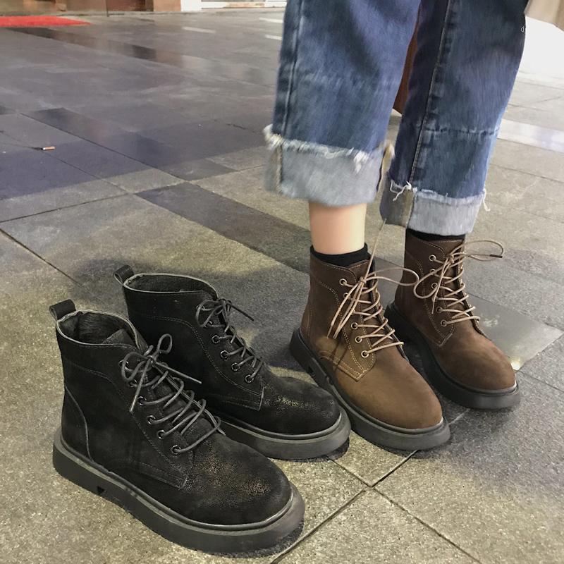 

Lady Boots Flat Heel Round Toe Women Shoes Autumn Boots-Women Winter Footwear Luxury Designer Low 2020 Mid Calf Rubber1