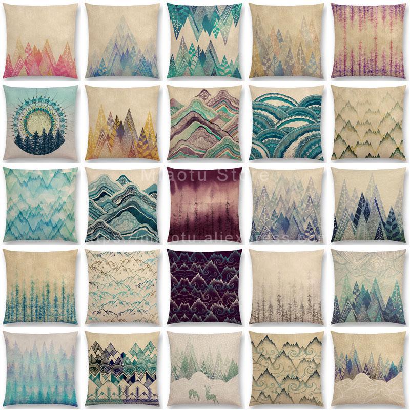 

New Colour Tide Wood Forest Tree Mountain River Hills Winter Snow Top Floral Fresh Pattern Prints Cushion Cover Pillow Case, A012004