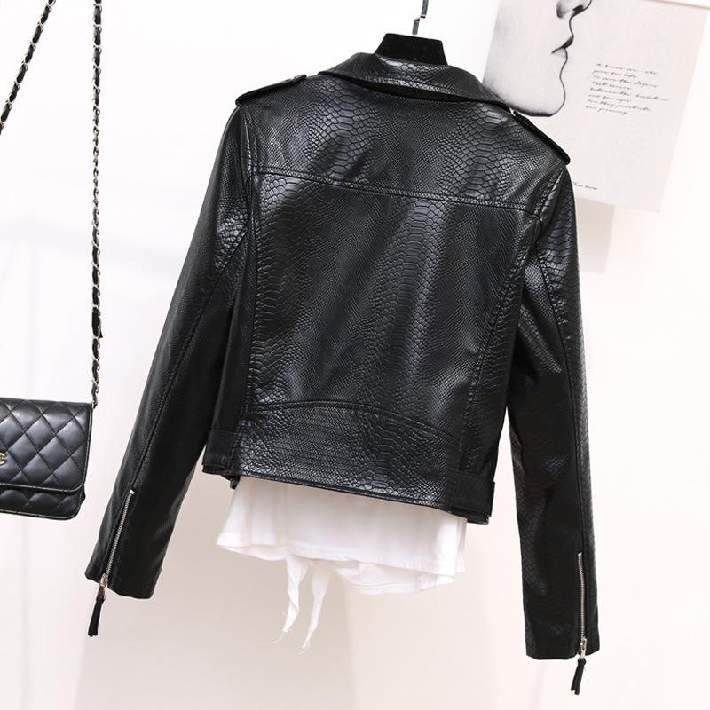 

Faux PU Leather Coat Female Autumn Jacket Women Clothes 2020 Women' Leather Jacket Korean Vintage Tops Veste Cuir Femme ZT4545, Black