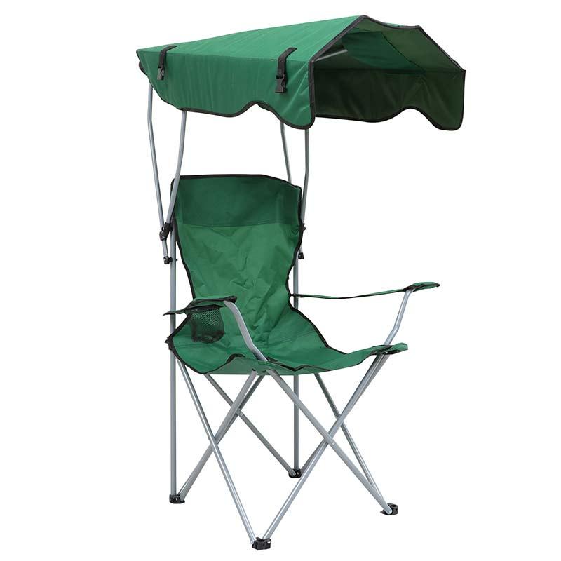 

Outdoor Portable Folding Fishing Camping Sunshade Beach Chair Canopy Foldable Footrest With Cup Holder Lightweight Seat Chair