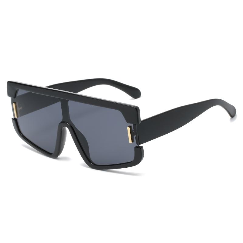 

2021 New Big Sunglasses Women Fashion Oversized Flat Top Vintage Shield Glasses Men Siamese Shades Retro Gradient Colors Oculos