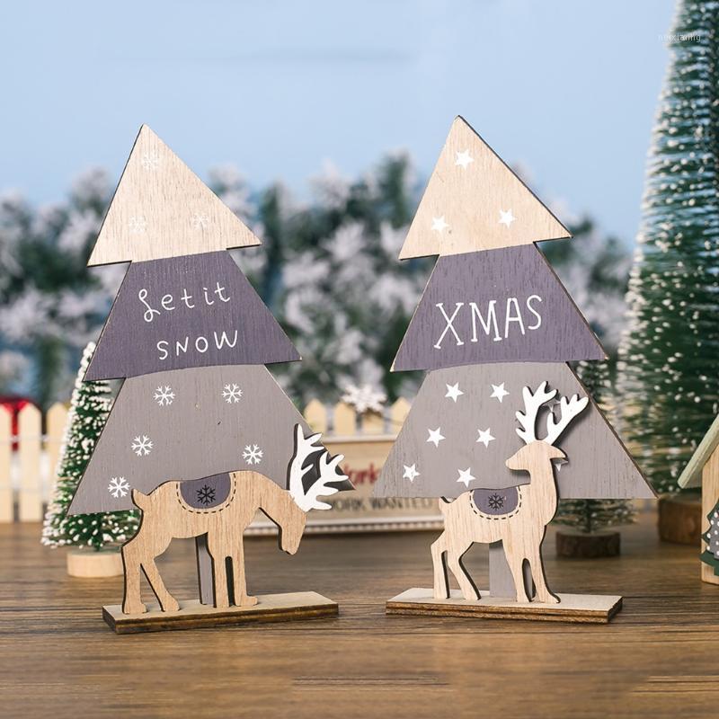 

Snowflake Star 19X12 Creative Wooden Mini Christmas Tree Decoration for Home Ornaments Drops Desktop Decoration Merry Christmas1