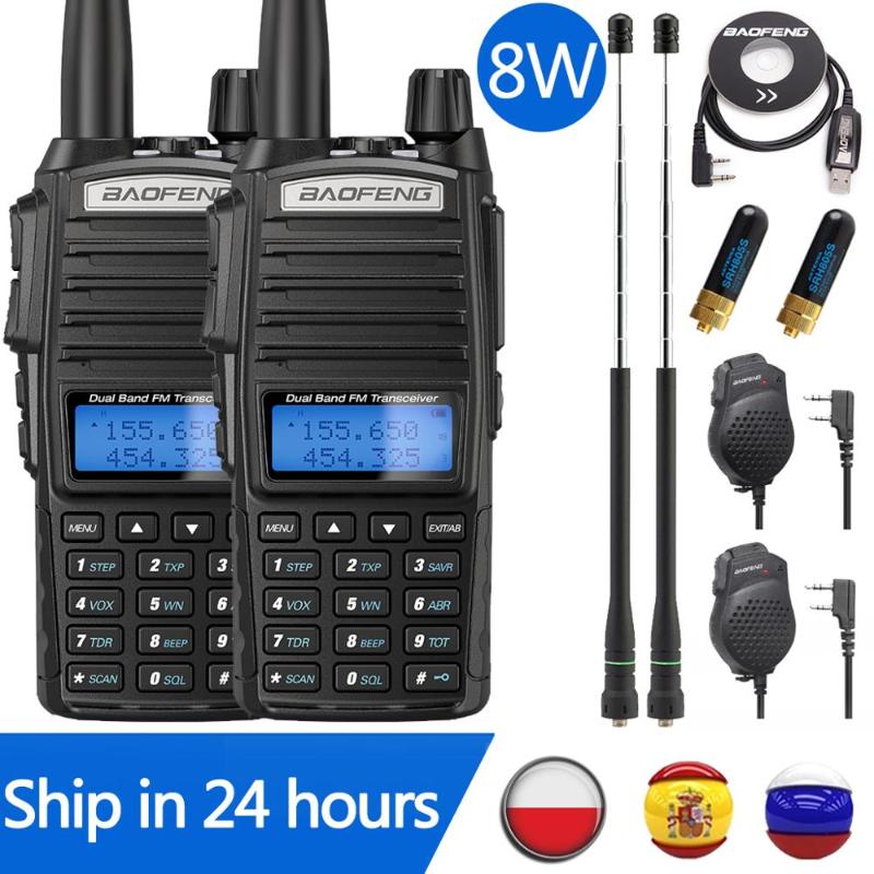 

2PCS Baofeng UV-82 8W High Powerful 10km Long Range Walkie Talkie Tri-power 8/4/1Watts Portable Radio UV-5R for Hunting BF-F8HP