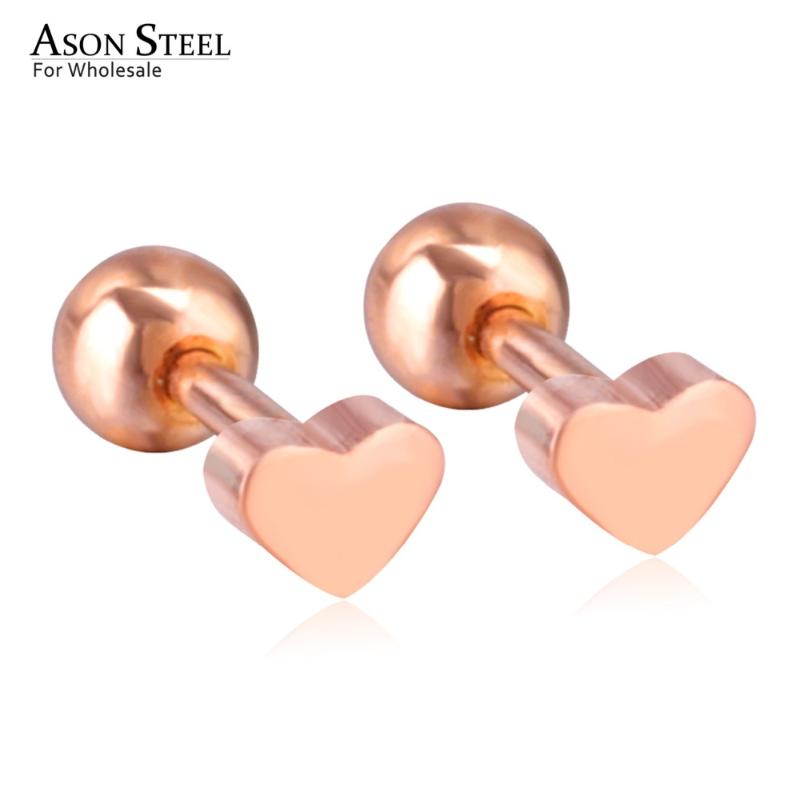 

ASONSTEEL Rose Gold/Black Stud Earrings Heart Stainless Steel Women Earrings Jewelry Gift Accessories,Anti-allergy