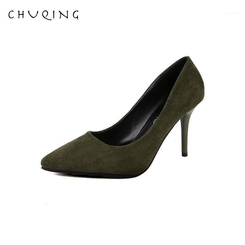

CHUQING 2021 Spring New Wild Single Shoes Female Fine with Fashion High Heels Shallow Mouth Suede Pointed Sexy Women's Shoes1, Black