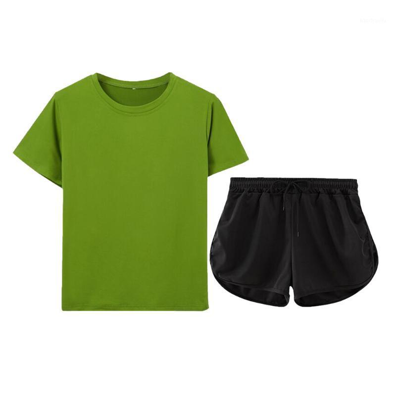 

Solid Color Fashion Women' O-neck Short Sleeve And Shorts Pant Tracksuit Loose Tops+pants Sweatshirt 2020 Lady #31, Yellow