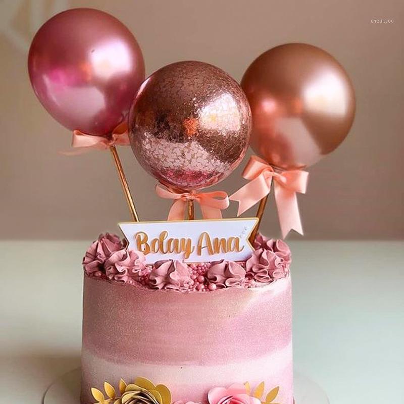 

Rose gold Mini balloon Cake topper Metal ballon Treat kids birthday party decorations Or wedding cake decor Baloon Baby shower1