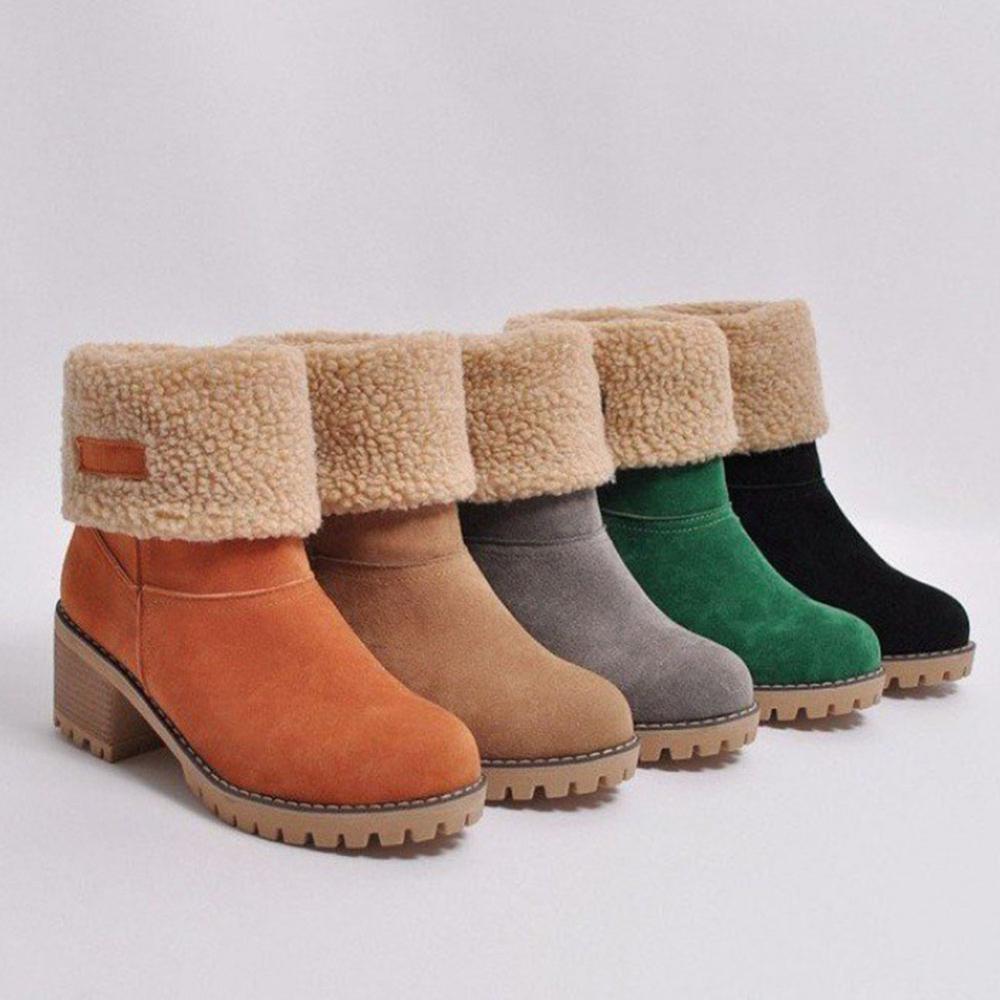 

Top quality Meijuner Winter Suede Snow Lambs Wool Short Warm and Velvet Women's Round Head Flat Bottom Cotton Boots, Green