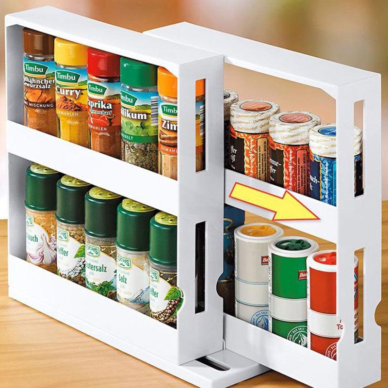 

Spice Rack Organizer Rack Rotating Storage Shelf Multi-Function Slide Kitchen Cabinet Cupboard Organizer Kitchen Storage