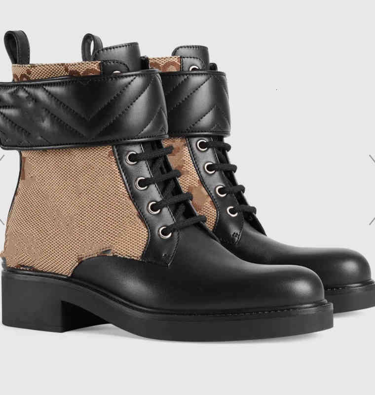 

Boots Autumn/Winter Women's Ankle boots gold G button classic canvas patchwork size 35-42 by bnxc888 KKK8, Black