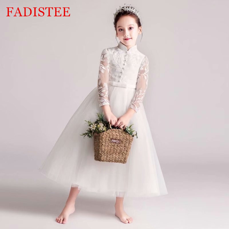 

FADISTEE girl dress Tulle Pretty Flower Girl Dresses vestidos lace Baby Girl Infant Dress Kids Formal Wear girls dress High Collar, Same as image