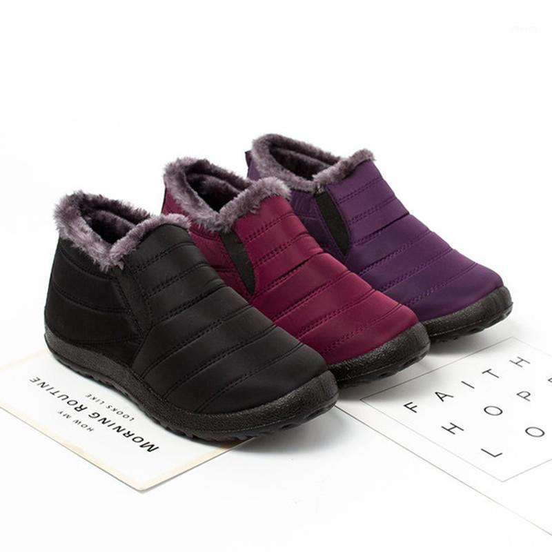 

Size 35-45 New Winter Women Waterproof Down Cotton Shoes Lovers Thicken Warm Non-slip Snow Boots Soft Bottom Ankle Boots1, Purple