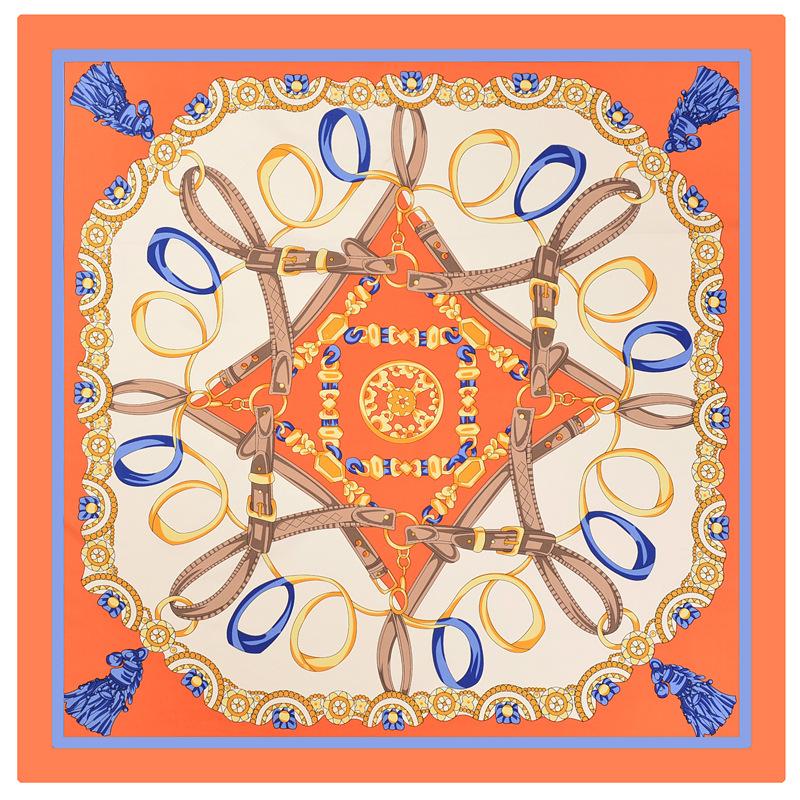 

100*100cm TOP Silk superior Chain Scarves Women Foulard Square Hijab Scarf Ladies Shawl wrap muffler pareo female hijab