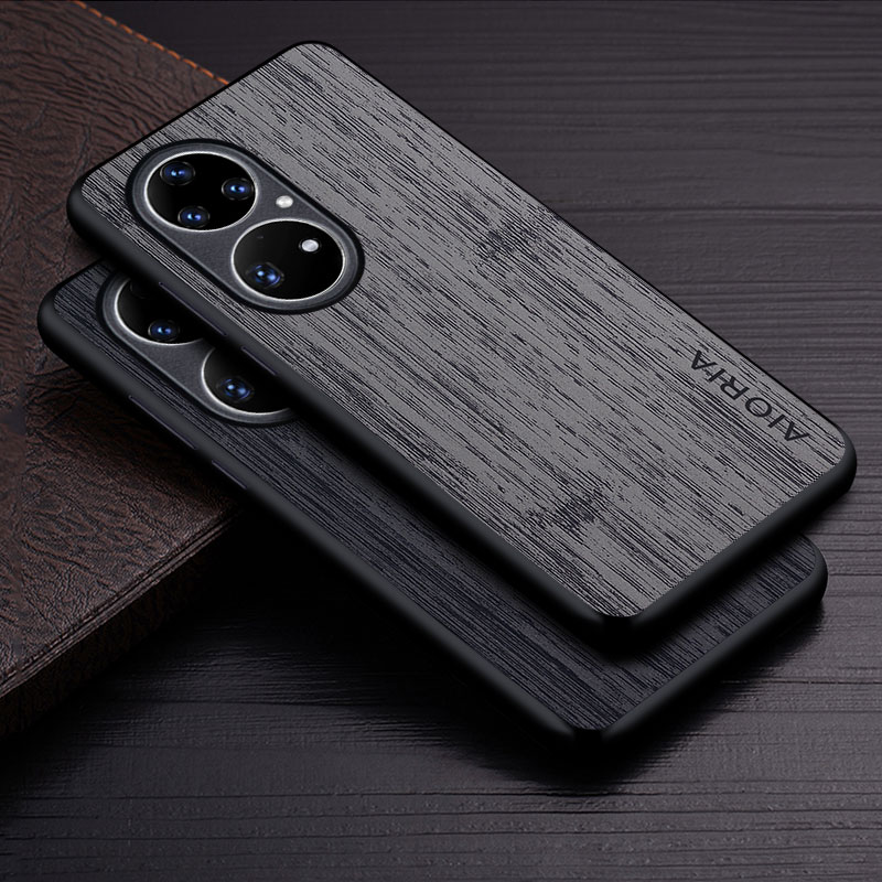 

Cases for Huawei P50 Pro P50 5G funda bamboo wood pattern Leather phone cover Luxury coque, Light blue