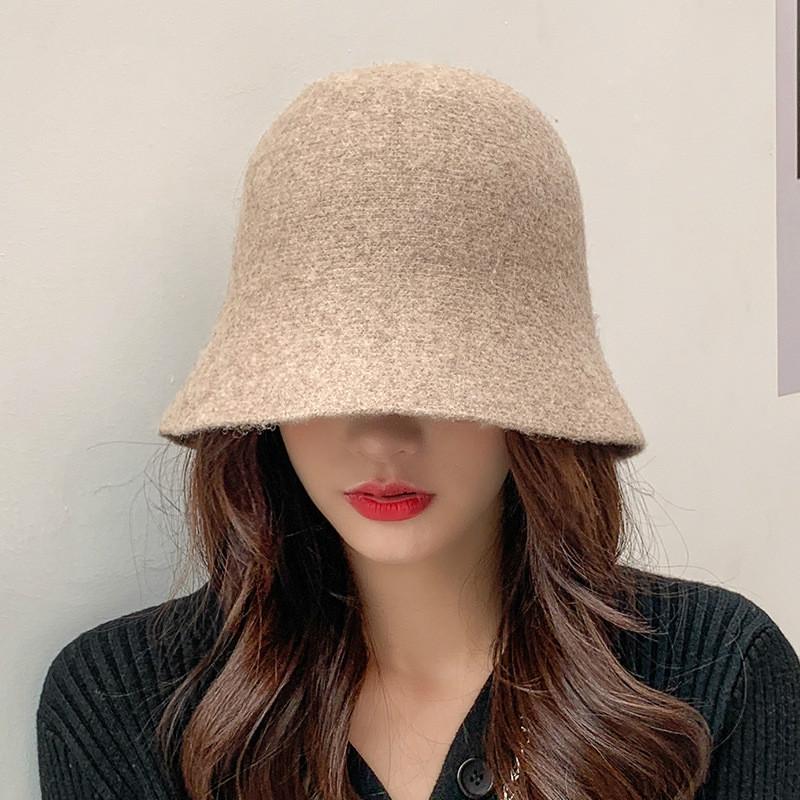 

2021 New autumn winter cashmere fisherman hats solid color bucket hats women simple basin hat hipster hat Bucket