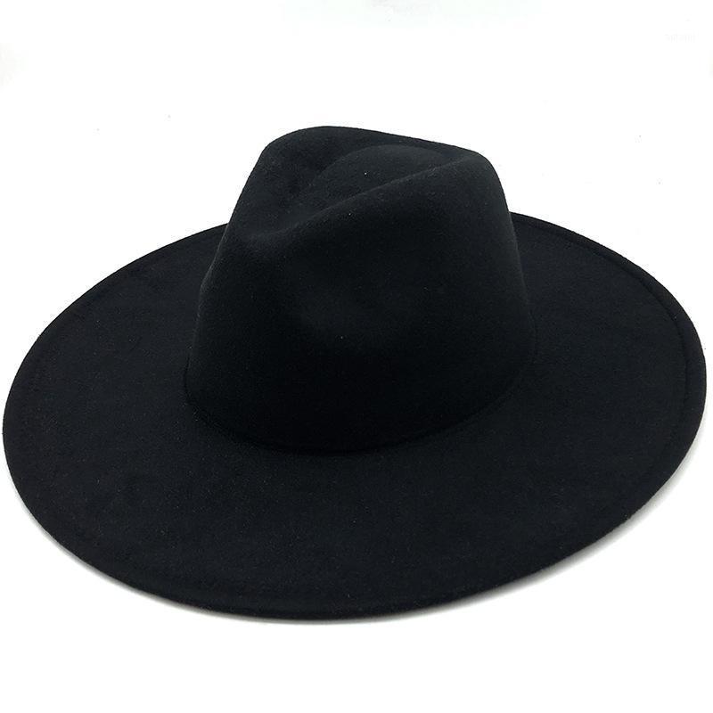 

fedora hats women 2021 New classic simple wide brim felt hats vintage blue white green Multicolor man winter woman1, Khaki