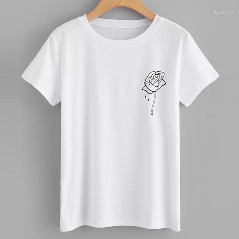 

Summer T-shirt Women Short-sleeved Casual Flowers Printed Beach Simple Fashion Sports Tshirt Plus Size Yoga Gym Fitness Tee Top1, Pink