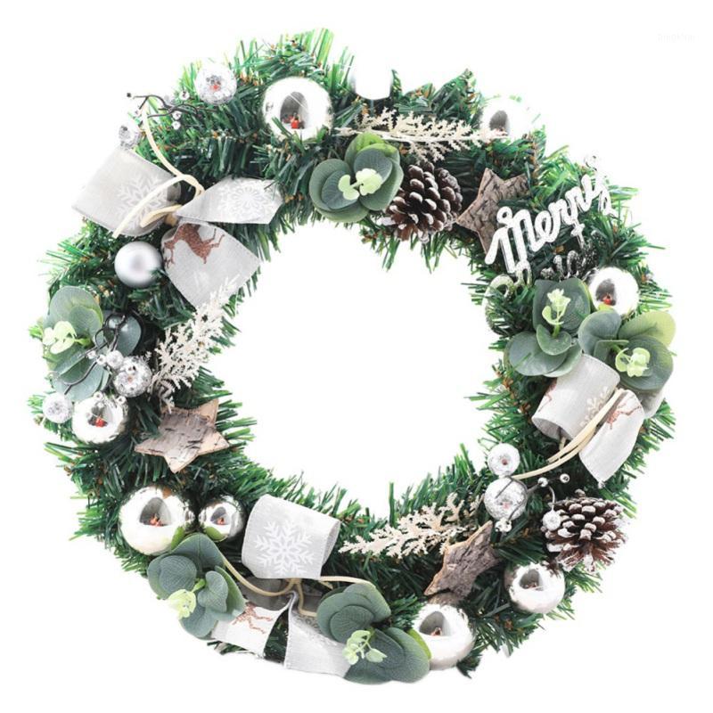 

Christmas Artificial Christmas Wreath Door Wall Hanging Wreath Garland With Pine Cone Ball And Bowknot For1, Red