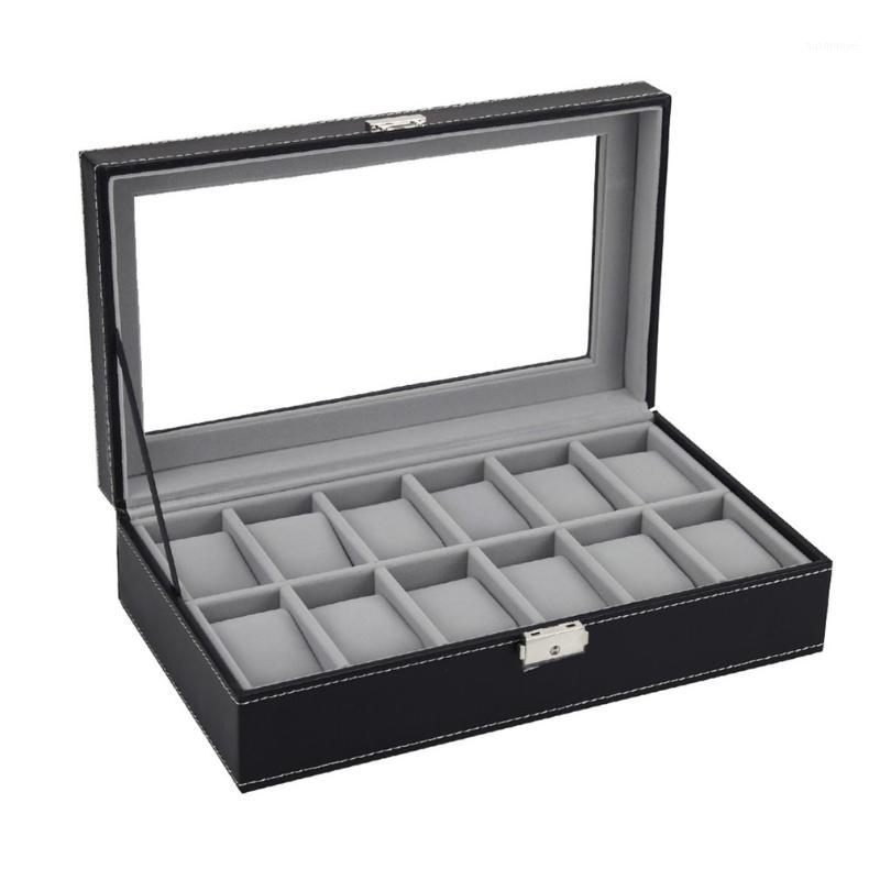 

OUTAD 6/10/12 Slots Watch Box Rings Storage Organizer Jewelry Display Watch Case PU Leather Casket Saat Kutusu1