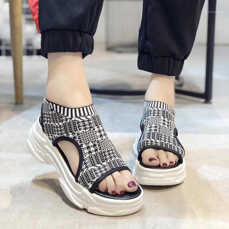 

Sports sandals women summer 2020 new Korean version of the platform platform fashion casual beach shoes1, Black