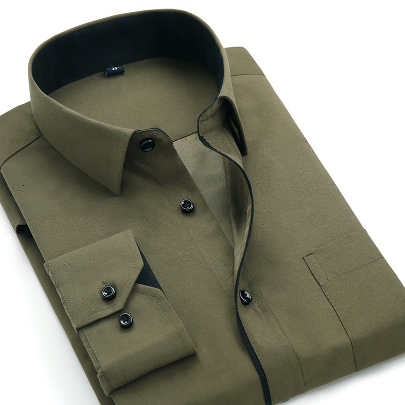 

2021 New Men's Classic Shirts Black Bars Long Sleeve Pocket Solid Color Wild Men Business Cassual Shirt Slim Fit 9inx, Nlm-tf-bk13