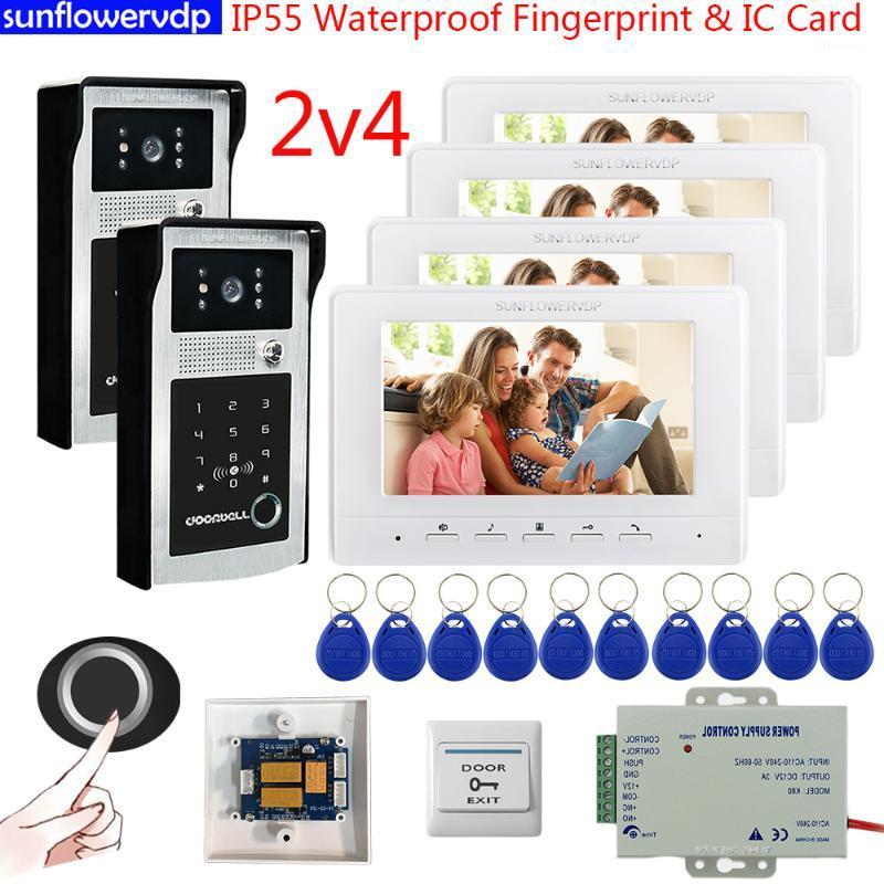 

Home Intercom IP55 Waterproof Video Intercom Fingerprint IC Door Station Video Call With Monitor + Electronic Door Lock1