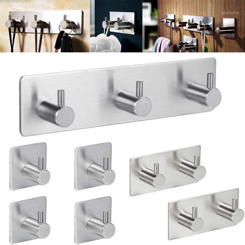 

304 Stainless Steel Multi-Purpose Hooks Wall Adhesive Sticker Crochet Key Hangers Kitchen Door Bathroom Home Suckers Hangers1