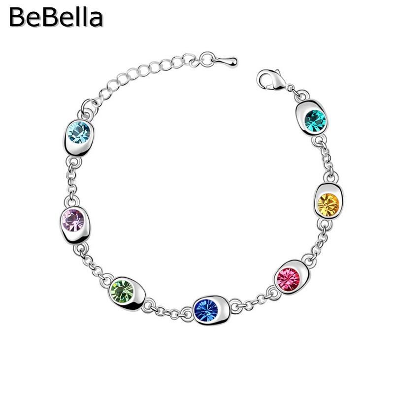 

Charm Bracelets BeBella 6 Colors Women And Girls Crystal Bracelet Made With Czech Crystals Trendy Jewelry For Christmas Gift
