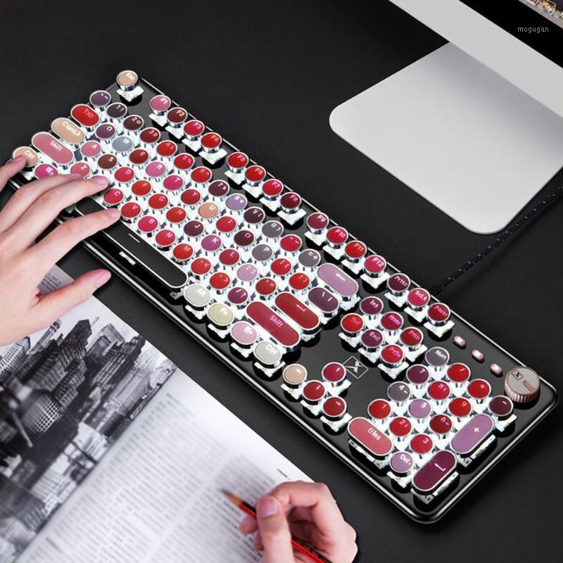 

K520 USB Computer Lipstick Color Professional Accessory Wired 104 Keys Gaming Replacement Keyboard Mechanical Metal Fashion1