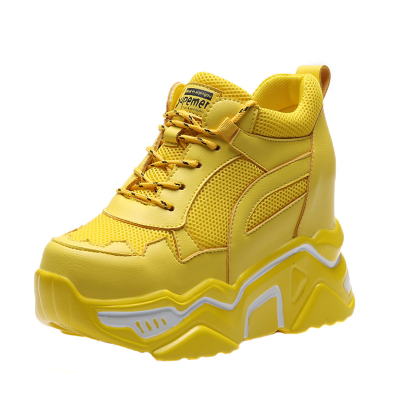 

2021 New Women's Fashions Thick Ladies Causal Spring Breathable Summer Mesh Sporting Shoes 10cm High Heels PWSG