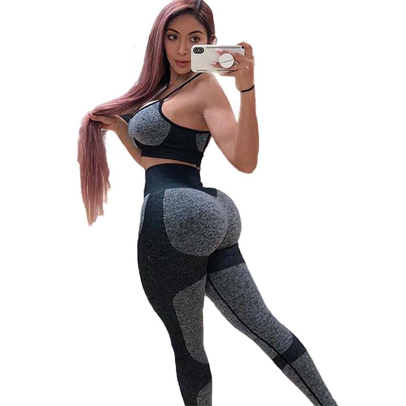 

Women Sports Suits Yoga Sets Lifting Squat Gym Fitness Pants Leggings Bra Seamless Clothes Sportswear 2 piece set women, Watermelon red set