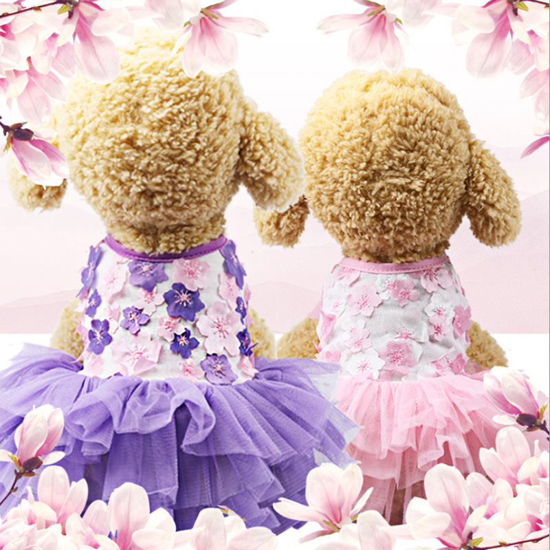 

Summer Dog Clothes Dog Dress For Small Dog Pet Party Birthday Wedding Bowknot Dress Puppy Costume Spring Pet Clothes, Purple