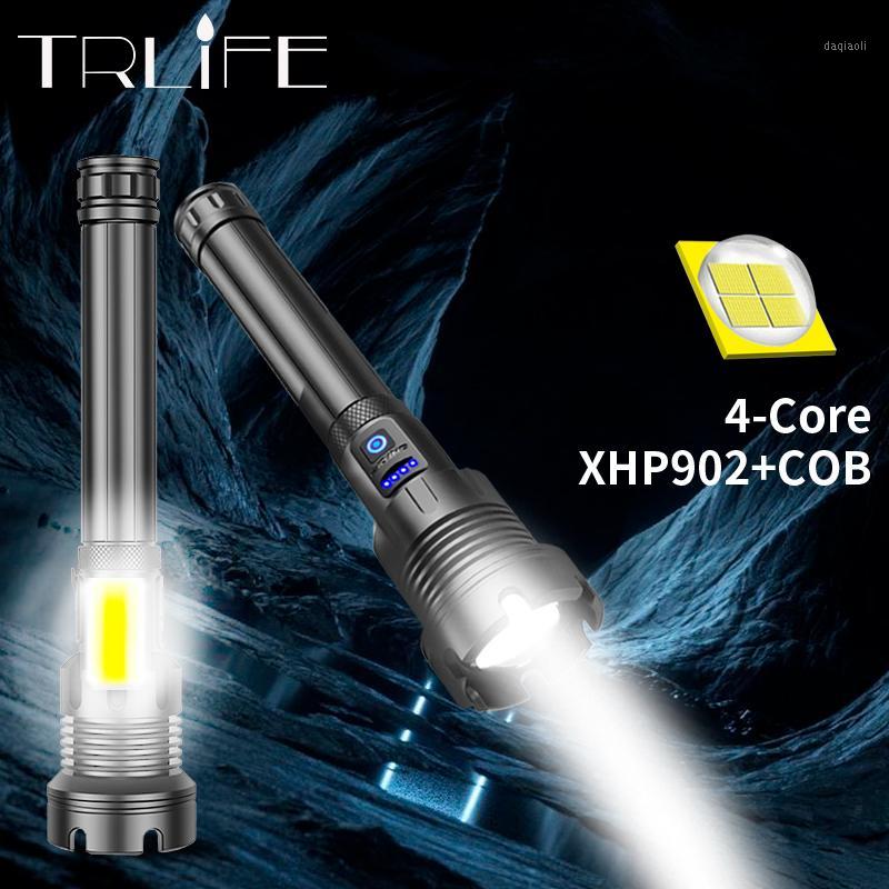 

Super Bright USB Rechargeable LED With COB Side Light 4 Lighting Modes XHP90.2 Zoom Outdoor Camping Waterproof Torch1