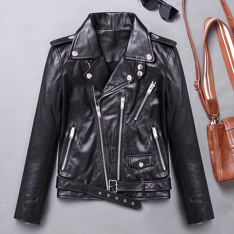 

Sheepskin Coat Short Genuine Leather Women Clothes Biker Motorcycle Jacket Slim Fit Chaquetas Mujer 2020 jaqueta feminina, Black