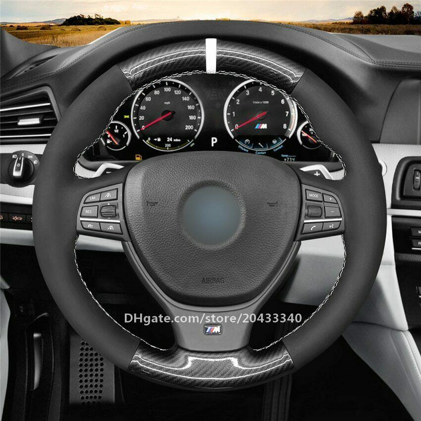 

Black PU Carbon Fiber Suede Car Steering Wheel Covers for BMW M Sport F10 F11