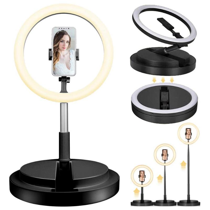 

12 In Dimmable Led Beauty Ring Light Lamp Foldable Selfie Light Ring with Stand and Phone Holder for Makeup TikTok YouTube Video